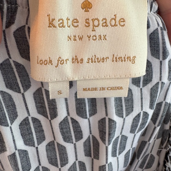 Kate Spade Black and White Geometric Print Off-Shoulder Midi Dress Size Small - Picture 5 of 7